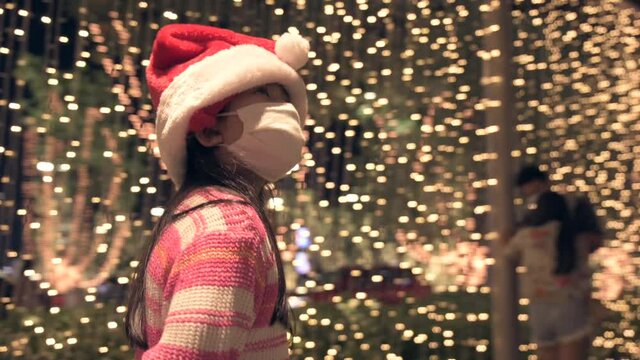 The family celebrating the Christmas festival during the Coronavirus pandemic.