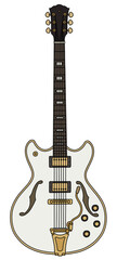 Obraz premium The vectorized hand drawing of a retro white electric guitar