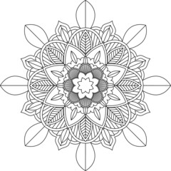 Easy Mandala coloring book simple and basic for beginners, seniors and children. Set of Mehndi flower pattern for Henna drawing and tattoo. Decoration in ethnic oriental, Indian style.