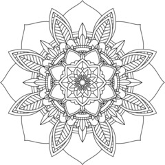 Easy Mandala coloring book simple and basic for beginners, seniors and children. Set of Mehndi flower pattern for Henna drawing and tattoo. Decoration in ethnic oriental, Indian style.