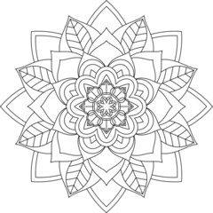 Easy Mandala coloring book simple and basic for beginners, seniors and children. Set of Mehndi flower pattern for Henna drawing and tattoo. Decoration in ethnic oriental, Indian style.