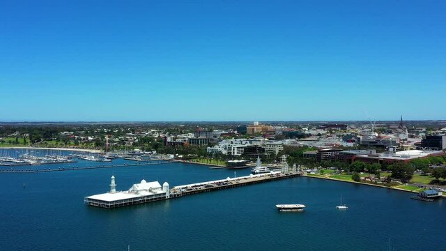 AERIAL Cunningham Pier, Geelong Cityscape, Australia
