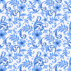 Fototapeta na wymiar Abstract blue flowers ornament seamless pattern. can use for fabric textile wallpaper.