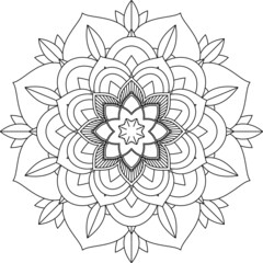 Easy Mandala coloring book simple and basic for beginners, seniors and children. Set of Mehndi flower pattern for Henna drawing and tattoo. Decoration in ethnic oriental, Indian style.