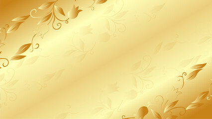 tulips floral pattern, gold flower and leaves