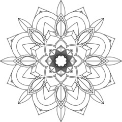 Easy Mandala coloring book simple and basic for beginners, seniors and children. Set of Mehndi flower pattern for Henna drawing and tattoo. Decoration in ethnic oriental, Indian style.