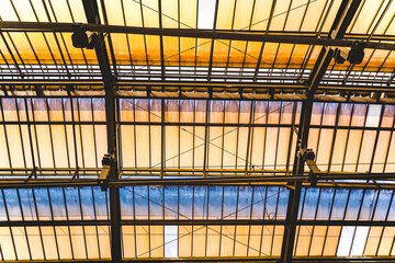colorful glass on the roof of a building