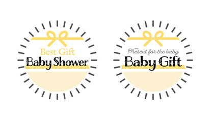 「出産のお祝い」販促素材：シンプルでかわいい水引入り 出産祝い・Baby Shower ベクターイラスト