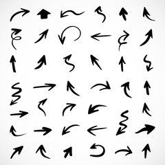 Vector set of hand-drawn arrows, elements for presentation