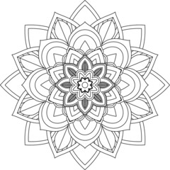 Easy Mandala coloring book simple and basic for beginners, seniors and children. Set of Mehndi flower pattern for Henna drawing and tattoo. Decoration in ethnic oriental, Indian style.