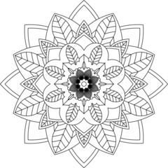 Easy Mandala coloring book simple and basic for beginners, seniors and children. Set of Mehndi flower pattern for Henna drawing and tattoo. Decoration in ethnic oriental, Indian style.