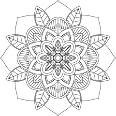 Easy Mandala coloring book simple and basic for beginners, seniors and children. Set of Mehndi flower pattern for Henna drawing and tattoo. Decoration in ethnic oriental, Indian style.