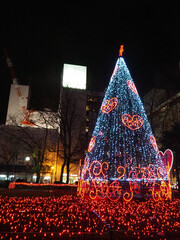 夜空に煌めくクリスマスツリー