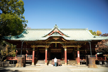 Beautiful Shrine Architecture at Nezu Shrine, Tokyo Japan