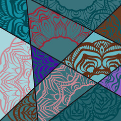 Abstract mosaic with mandala. Vector