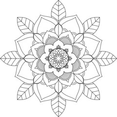 Easy Mandala coloring book simple and basic for beginners, seniors and children. Set of Mehndi flower pattern for Henna drawing and tattoo. Decoration in ethnic oriental, Indian style.