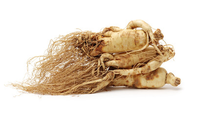 ginseng isolated on wood background