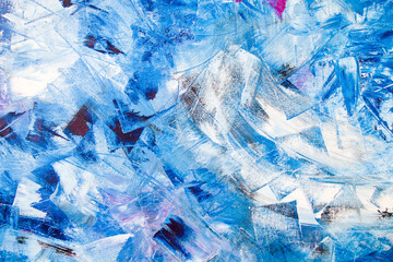 Obraz premium Illustration of blue, white and purple colors paint, abstract and modern drawing, color background