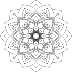 Easy Mandala coloring book simple and basic for beginners, seniors and children. Set of Mehndi flower pattern for Henna drawing and tattoo. Decoration in ethnic oriental, Indian style.