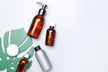 Composition with bath cosmetics on light background © Pixel-Shot