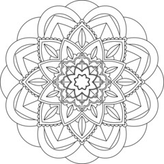 Easy Mandala coloring book simple and basic for beginners, seniors and children. Set of Mehndi flower pattern for Henna drawing and tattoo. Decoration in ethnic oriental, Indian style.