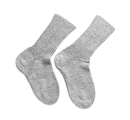 Warm socks on white background