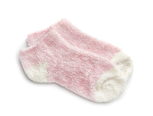 Warm socks on white background