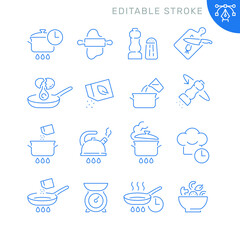 Cooking related icons. Editable stroke. Thin vector icon set