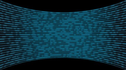 Blue screen binary code numbers on black background. Futuristic background with blue digital data code numbers - Powered by Adobe