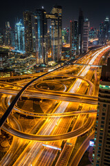 Ausblick Shangri-La Hotel Dubai, Skyline von Dubai in der Nacht