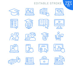 Online Education related icons. Editable stroke. Thin vector icon set