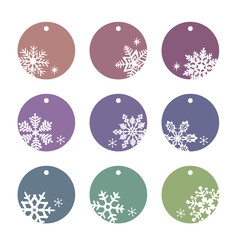 Vector of Round tags for winter holiday. Snowflakes icon layout for Christmas decoration. クリスマス丸タグ、冬アイコン