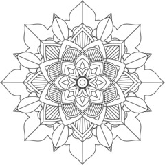 Easy Mandala coloring book simple and basic for beginners, seniors and children. Set of Mehndi flower pattern for Henna drawing and tattoo. Decoration in ethnic oriental, Indian style.