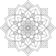 Fototapeta premium Easy Mandala coloring book simple and basic for beginners, seniors and children. Set of Mehndi flower pattern for Henna drawing and tattoo. Decoration in ethnic oriental, Indian style.