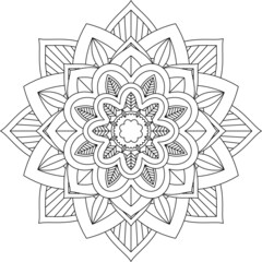 Easy Mandala coloring book simple and basic for beginners, seniors and children. Set of Mehndi flower pattern for Henna drawing and tattoo. Decoration in ethnic oriental, Indian style.