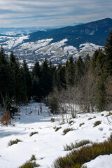 Obraz na płótnie Canvas winter mountain landscape seen frem Lopien peak, Poland