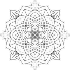 Easy Mandala coloring book simple and basic for beginners, seniors and children. Set of Mehndi flower pattern for Henna drawing and tattoo. Decoration in ethnic oriental, Indian style.