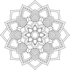 Fototapeta premium Easy Mandala coloring book simple and basic for beginners, seniors and children. Set of Mehndi flower pattern for Henna drawing and tattoo. Decoration in ethnic oriental, Indian style.