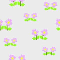Floral pattern wth purple flowers, cross stitch seamless background