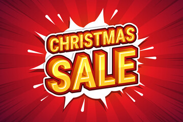 Christmas sale font expression pop art comic speech bubble. Vector illustration