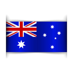 Australia flag. Realistic flag of Australia. Horizontal banner. Paper cutting style. Banner ribbon. Isolated Vector illustration.