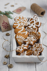 Christmas Gingerbread Cookies on white background
