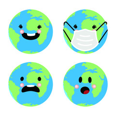 Vector image. Funny earth sticker.