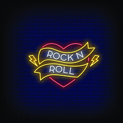 Rock and Roll Neon Signs Style Text vector