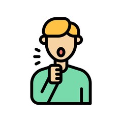 sickness and disease related patient or boy with cough hand vectors with editable stroke,