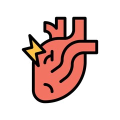 sickness and disease related heart pain or disease vectors with editable stroke,