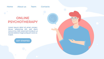 Online psychotherapy concept. Psychological counseling. Vector illustration.
