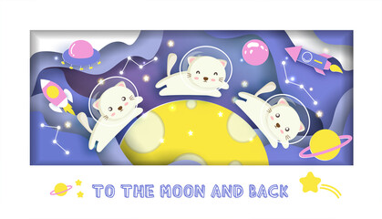 Baby shower card . with a cute cat in the galaxy for birthday card ,post card, © Nattapohn