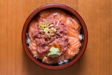 Salmon and negitoro tuna