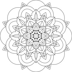 Easy Mandala coloring book simple and basic for beginners, seniors and children. Set of Mehndi flower pattern for Henna drawing and tattoo. Decoration in ethnic oriental, Indian style.